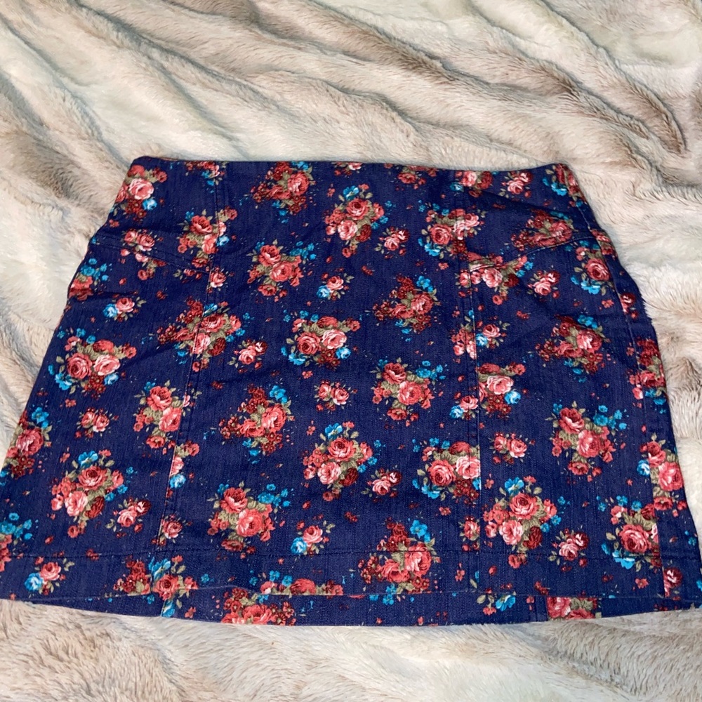 Forever 21 Jean Skirt with Flowers